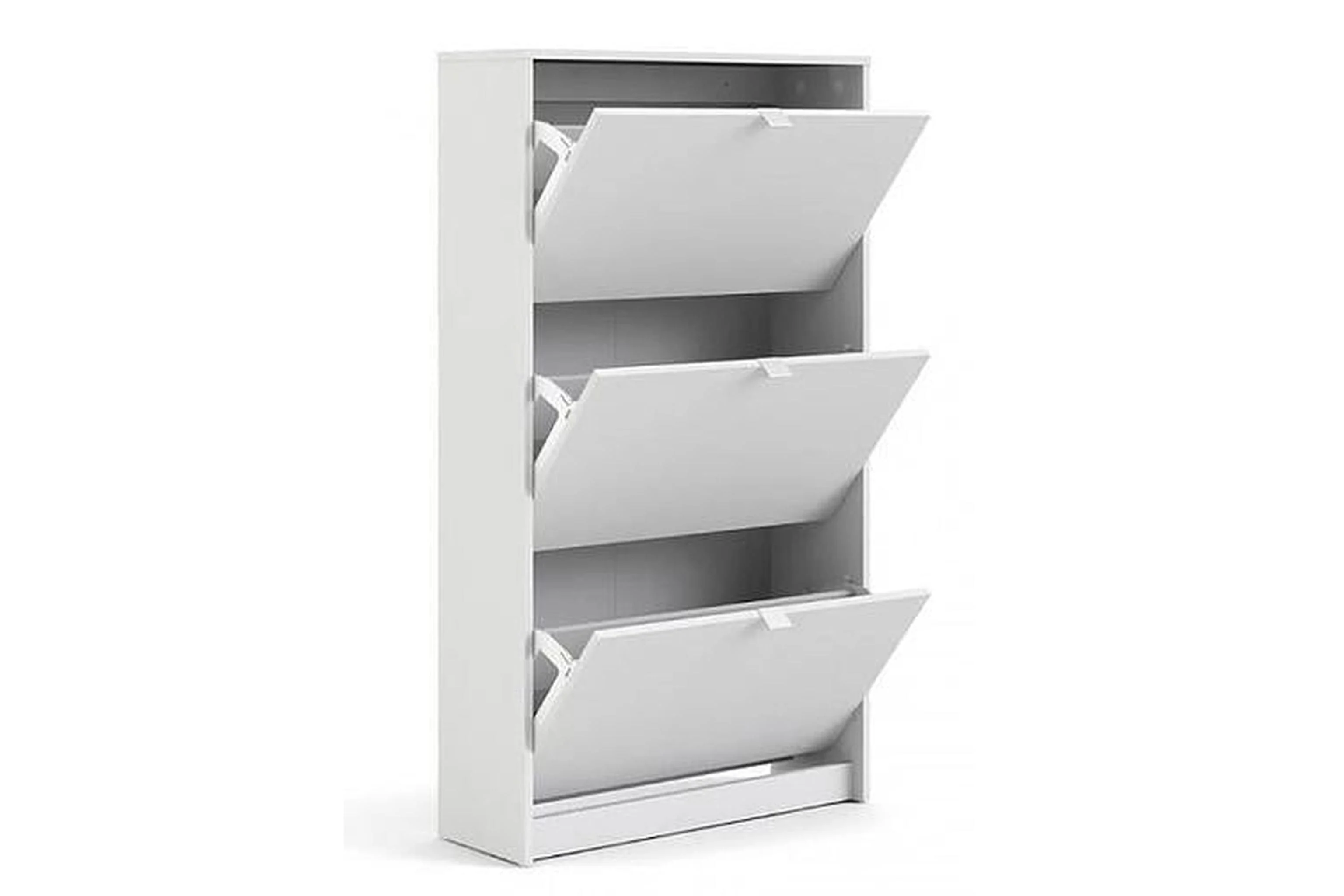 Shoe Cabinet 3 Door 2 Shelf In White - Image 2