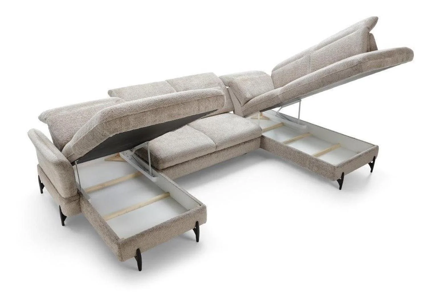 Sienna 1 U Shape Corner Sofa Bed With Storage - Image 3