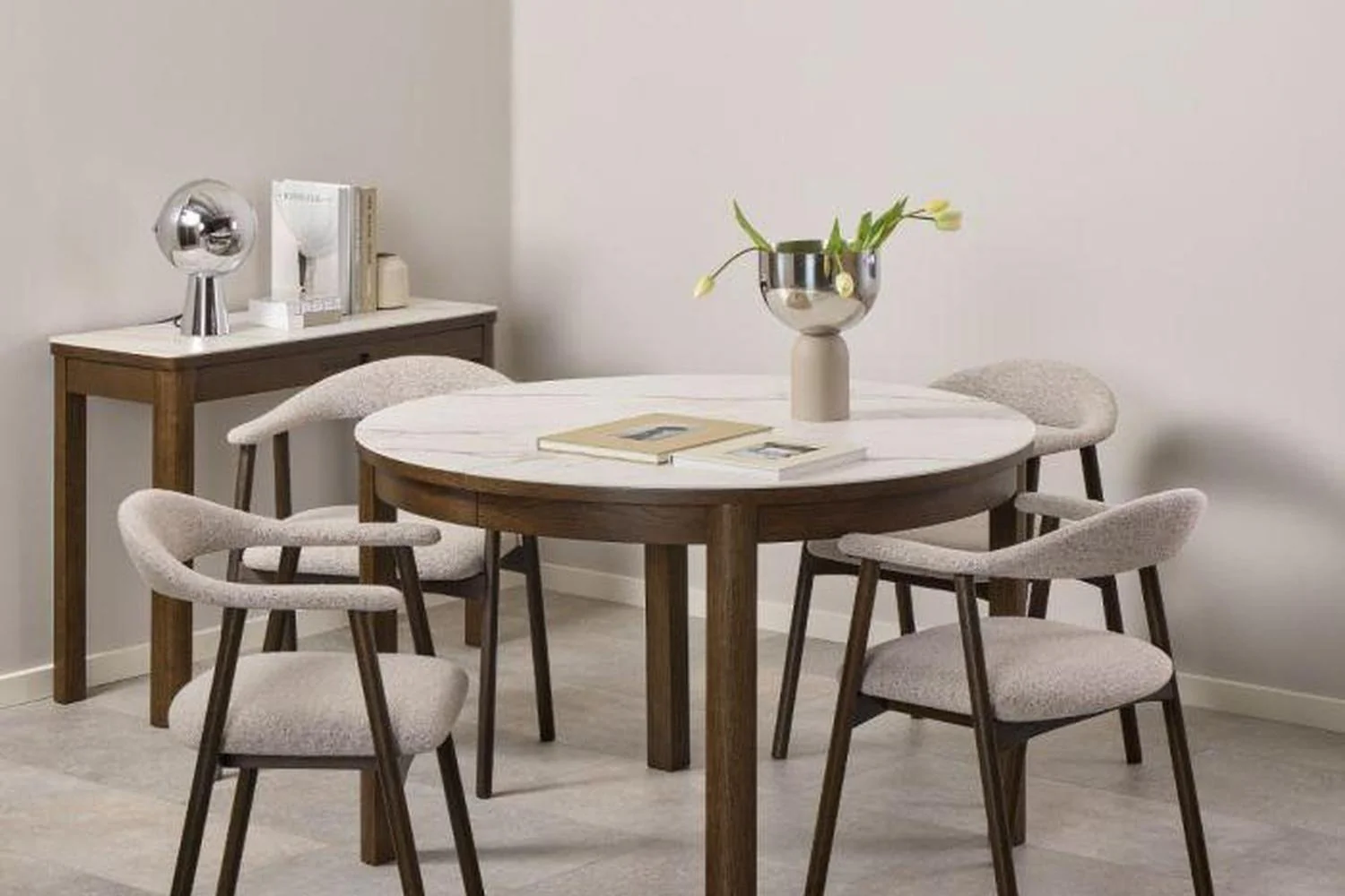 Southampton Round Extendable Dining Table in Cream Ceramic 120cm - Image 5