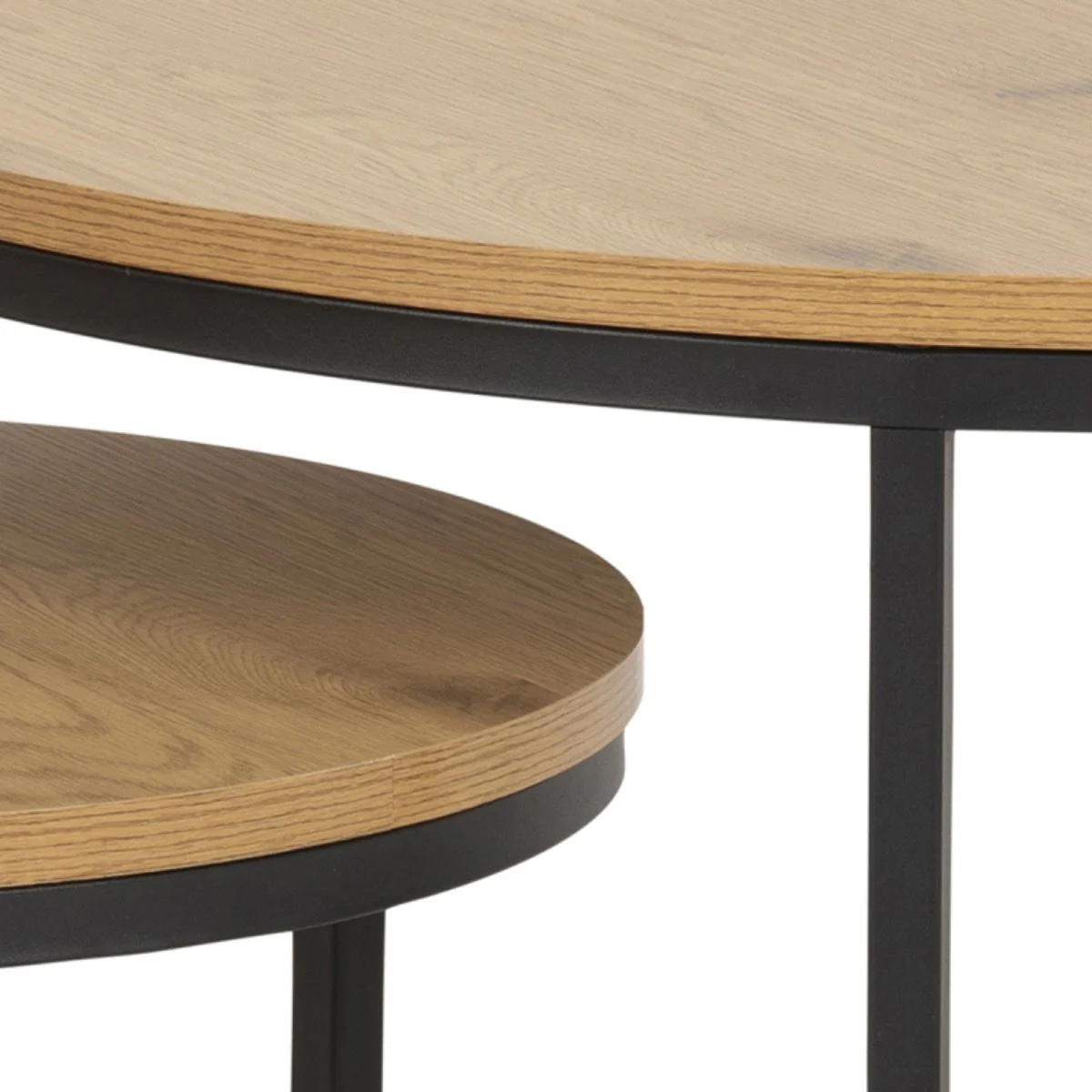 Spiro Express Delivery Round Coffee Table Set with Oak Top & Black Legs - Image 4