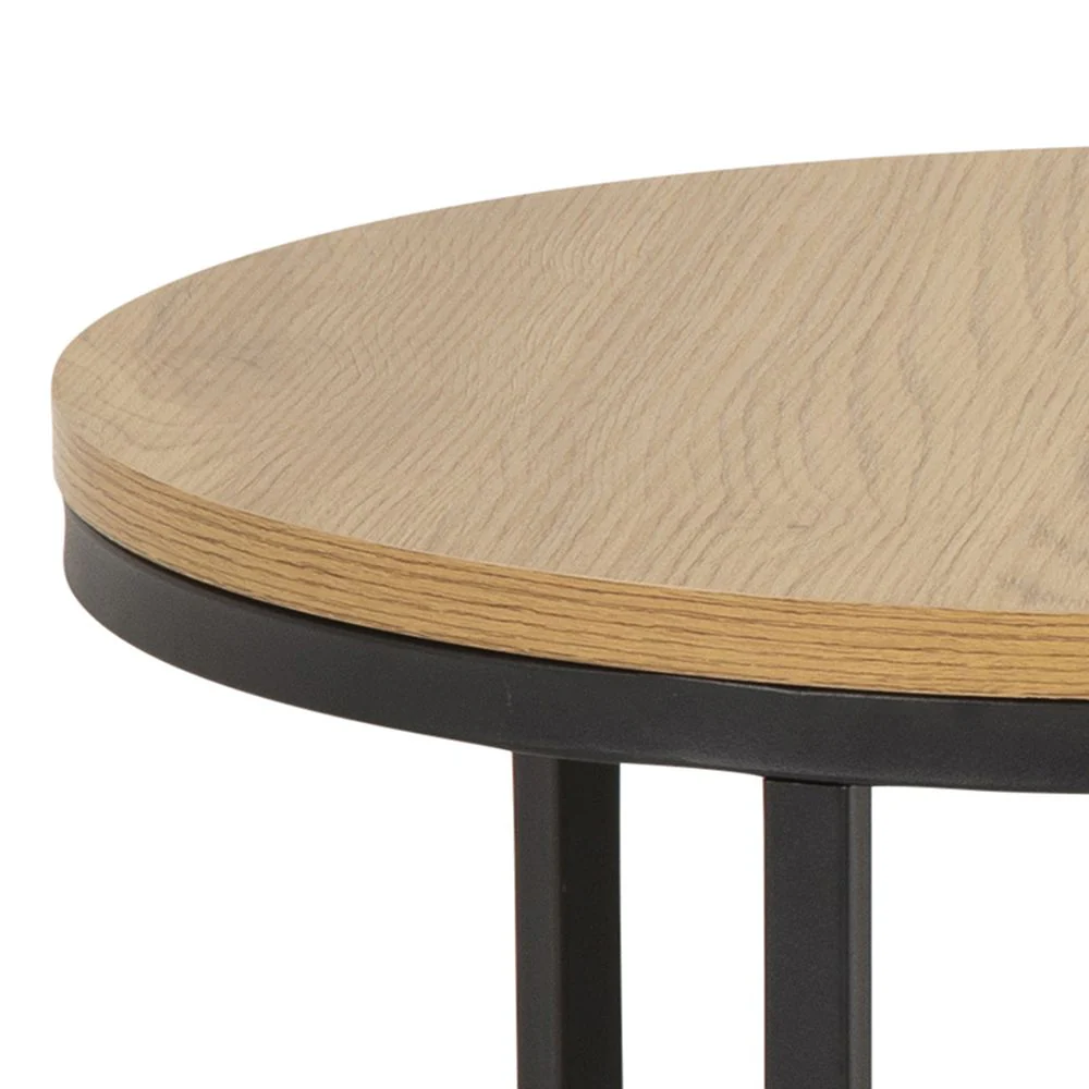 Spiro Express Delivery Round Coffee Table Set with Oak Top & Black Legs - Image 5
