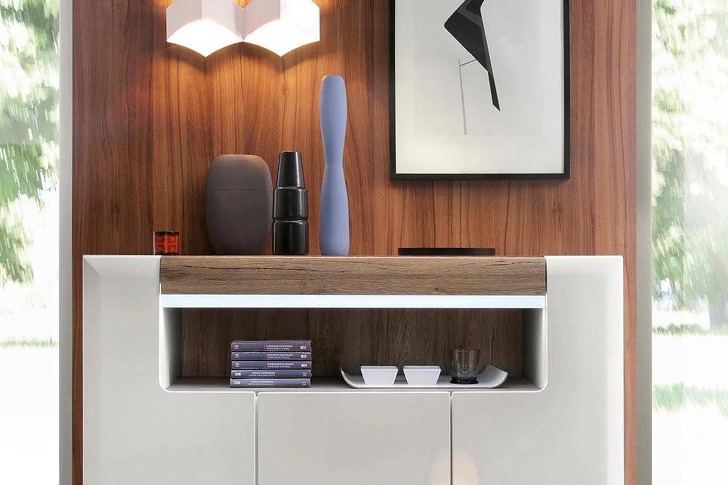 Toronto 3 Door Sideboard With Open Shelving (Inc. Plexi Lighting)