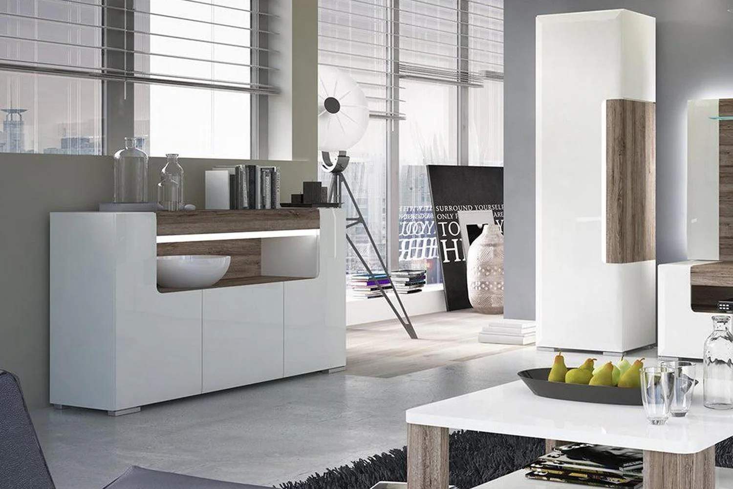 Toronto 3 Door Sideboard With Open Shelving (Inc. Plexi Lighting) - Image 6