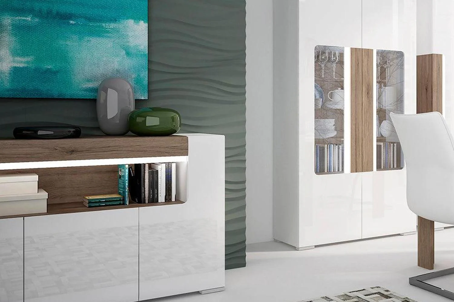 Toronto 3 Door Sideboard With Open Shelving (Inc. Plexi Lighting) - Image 7