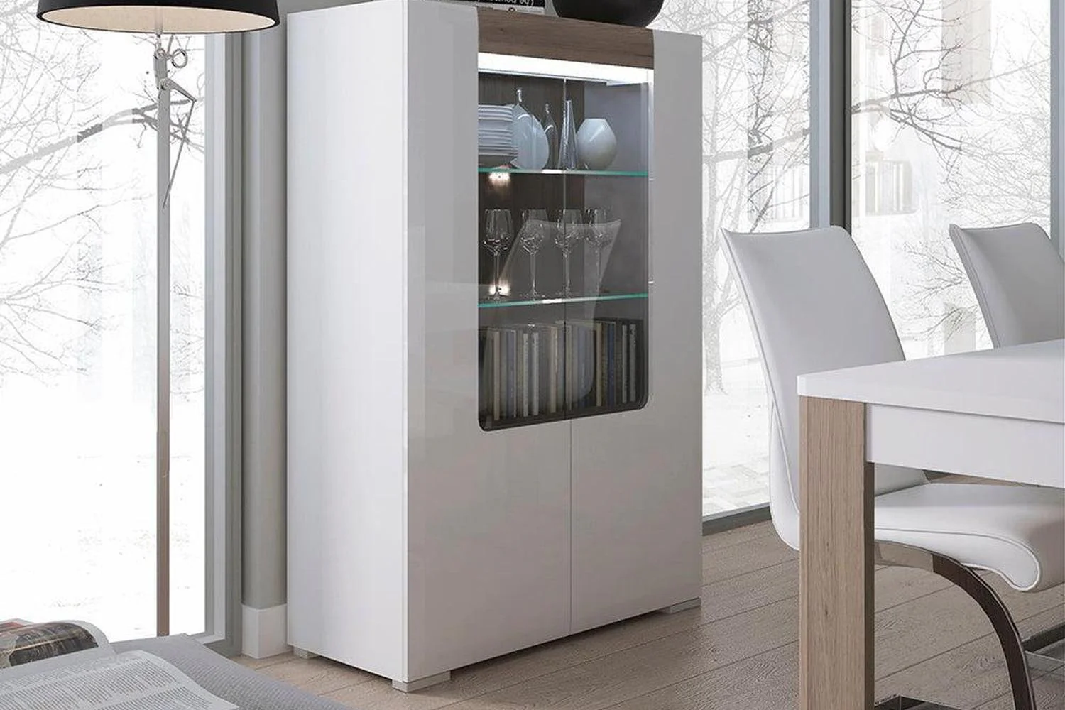 Toronto Low Glazed 2 Door Display Cabinet With Internal Shelves (Inc. Plexi Lighting) - Image 6