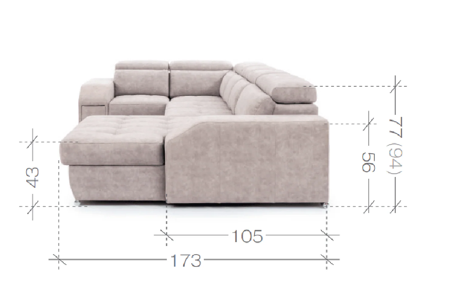 Tulon U Shape Corner Sofa Bed - Image 11