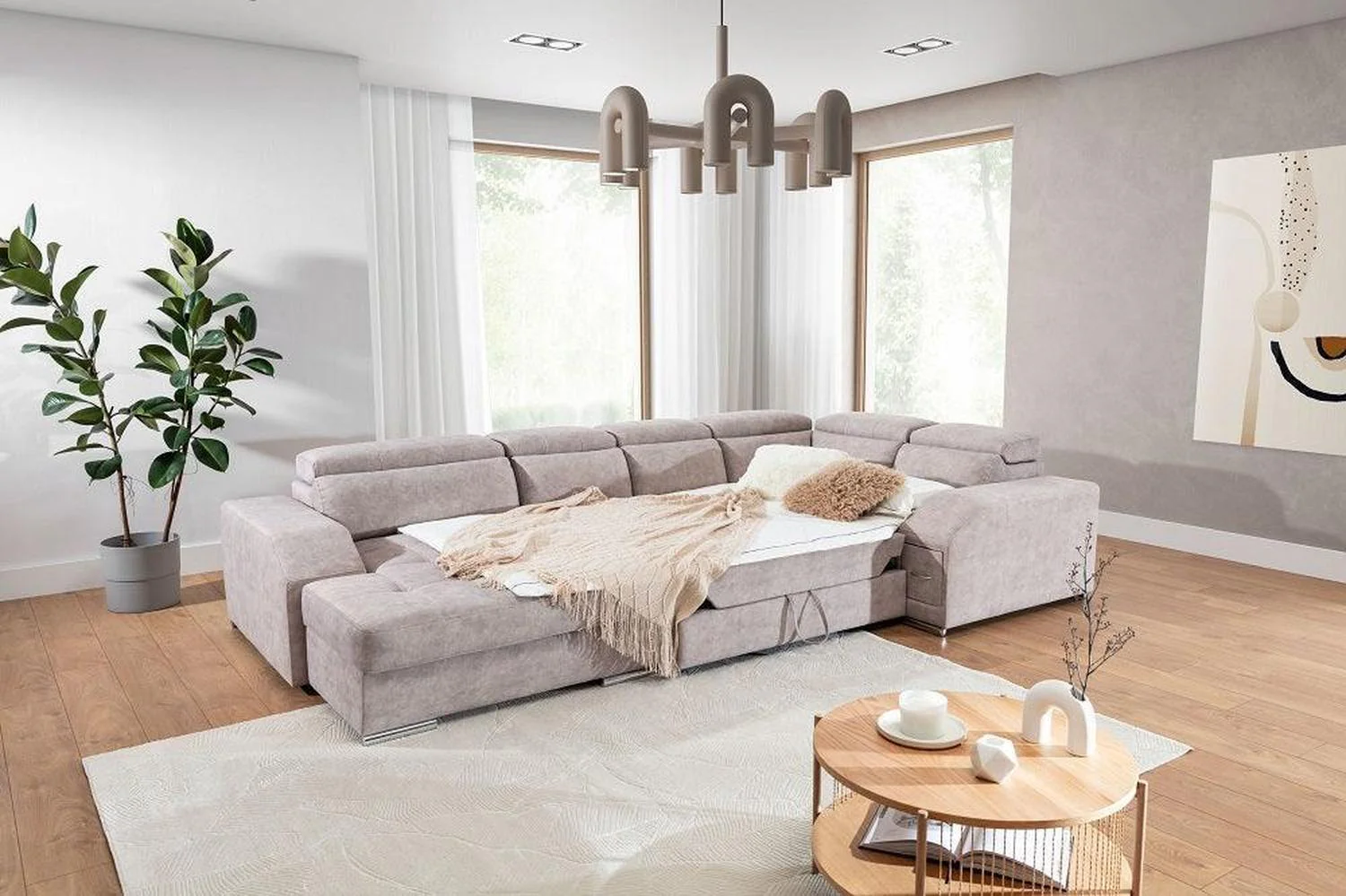 Tulon U Shape Corner Sofa Bed - Image 3