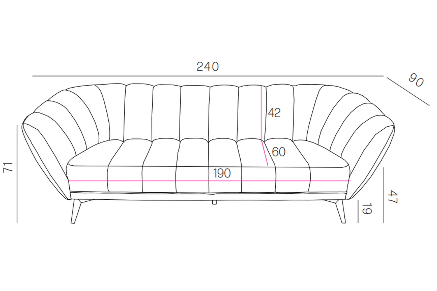 Valetti 3 Seater Sofa - Image 3