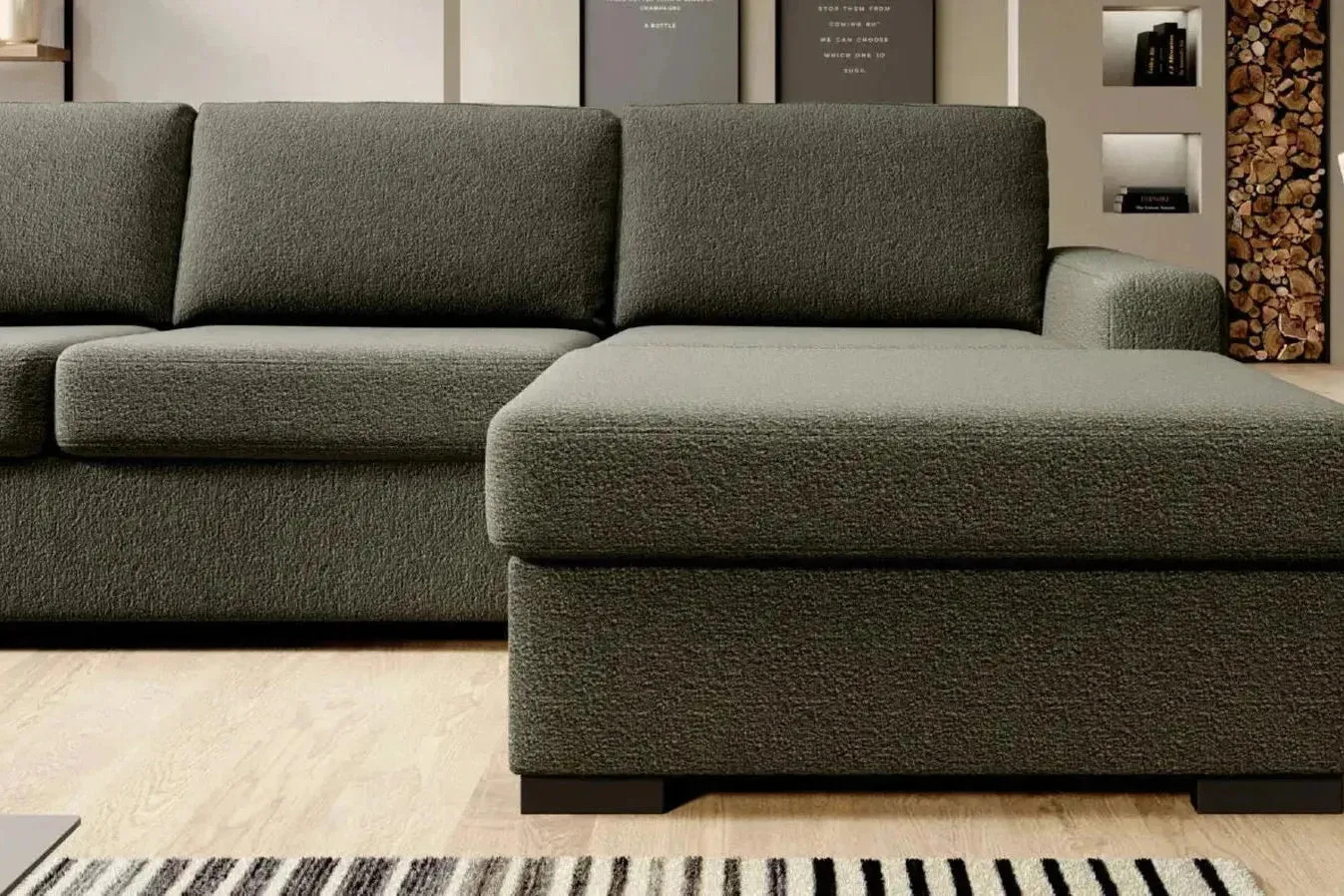 Vanilla Corner Sofa Bed With Storage - Image 3