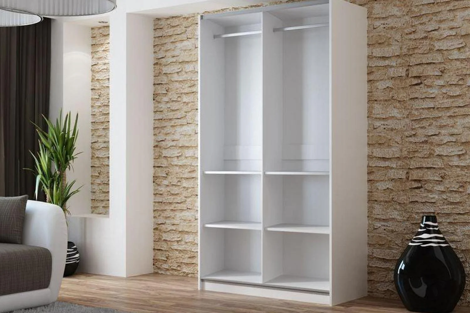 Vigo 120 White Sliding Wardrobe With Mirror - Image 2