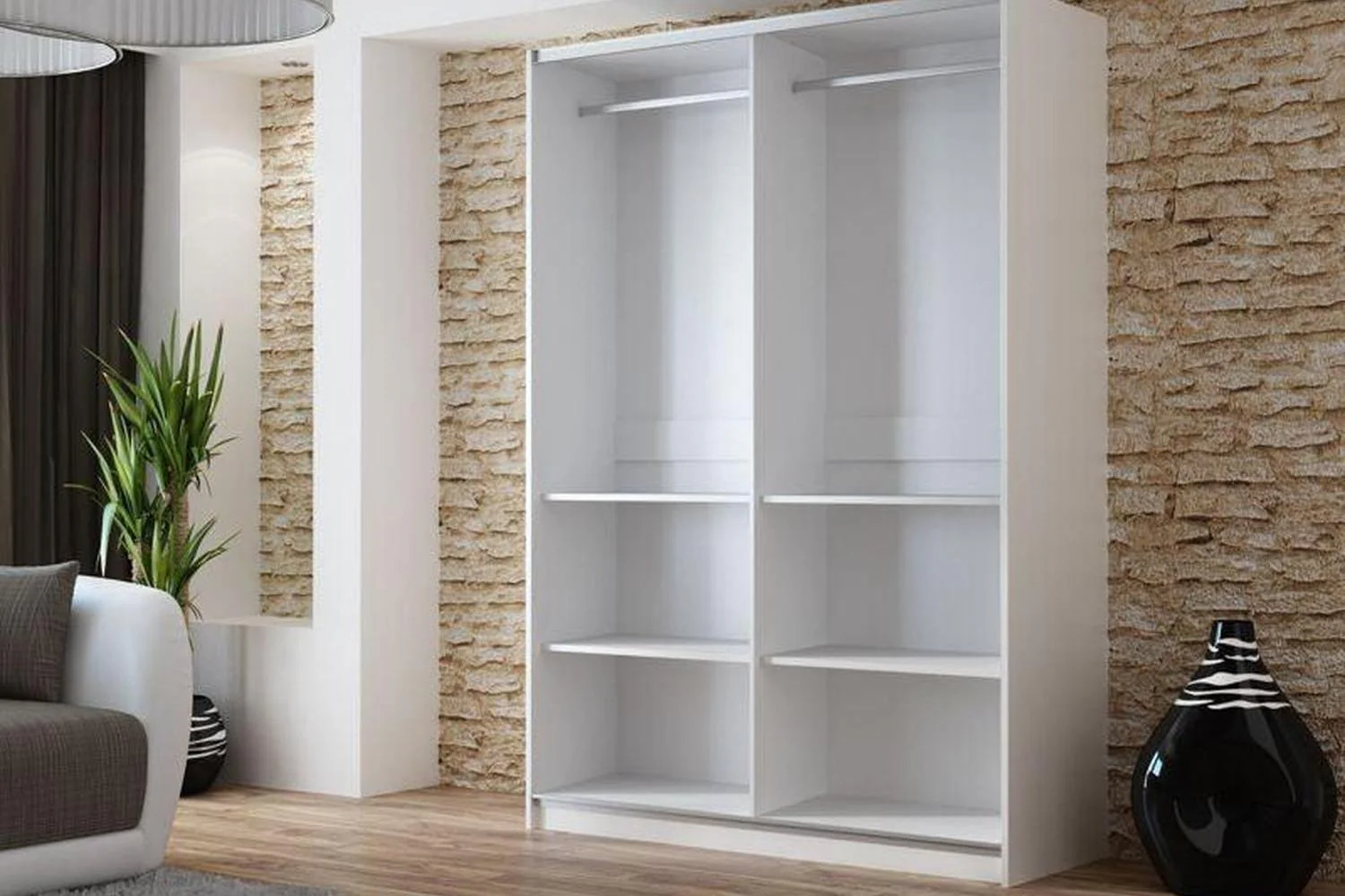 Vigo 150 White Wardrobe With Mirror - Image 2