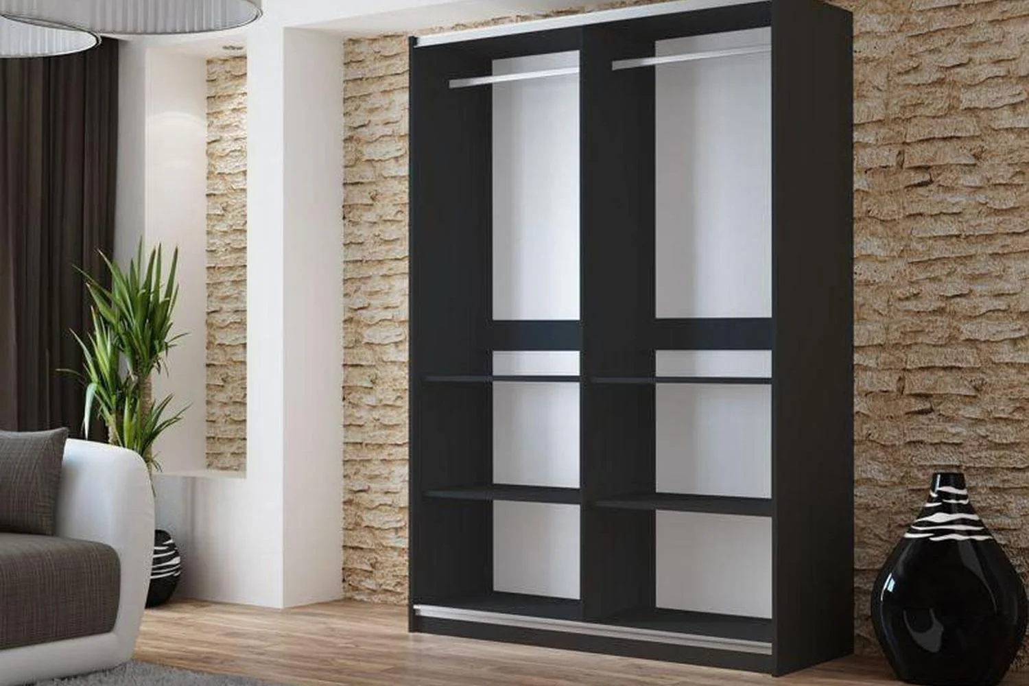 Vigo 150 Graphite Sliding Wardrobe With Mirror - Image 2