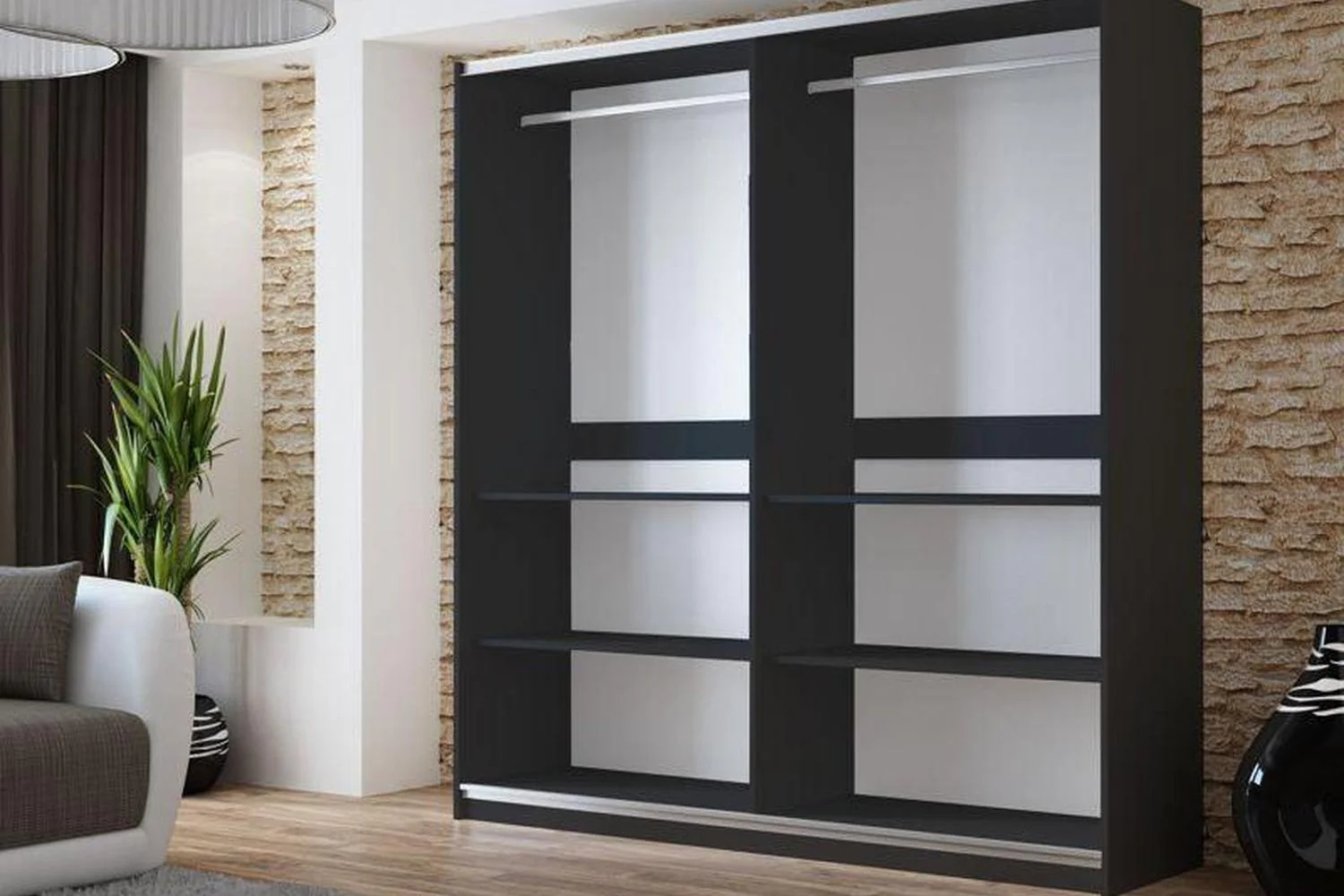 Vigo 200 Graphite Wardrobe With Mirror - Image 2