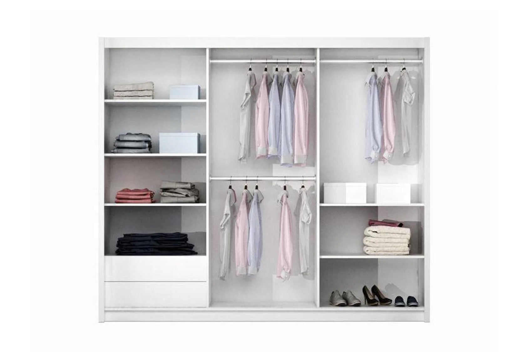 Vigo 250 White Sliding Wardrobe With Mirror - Image 2